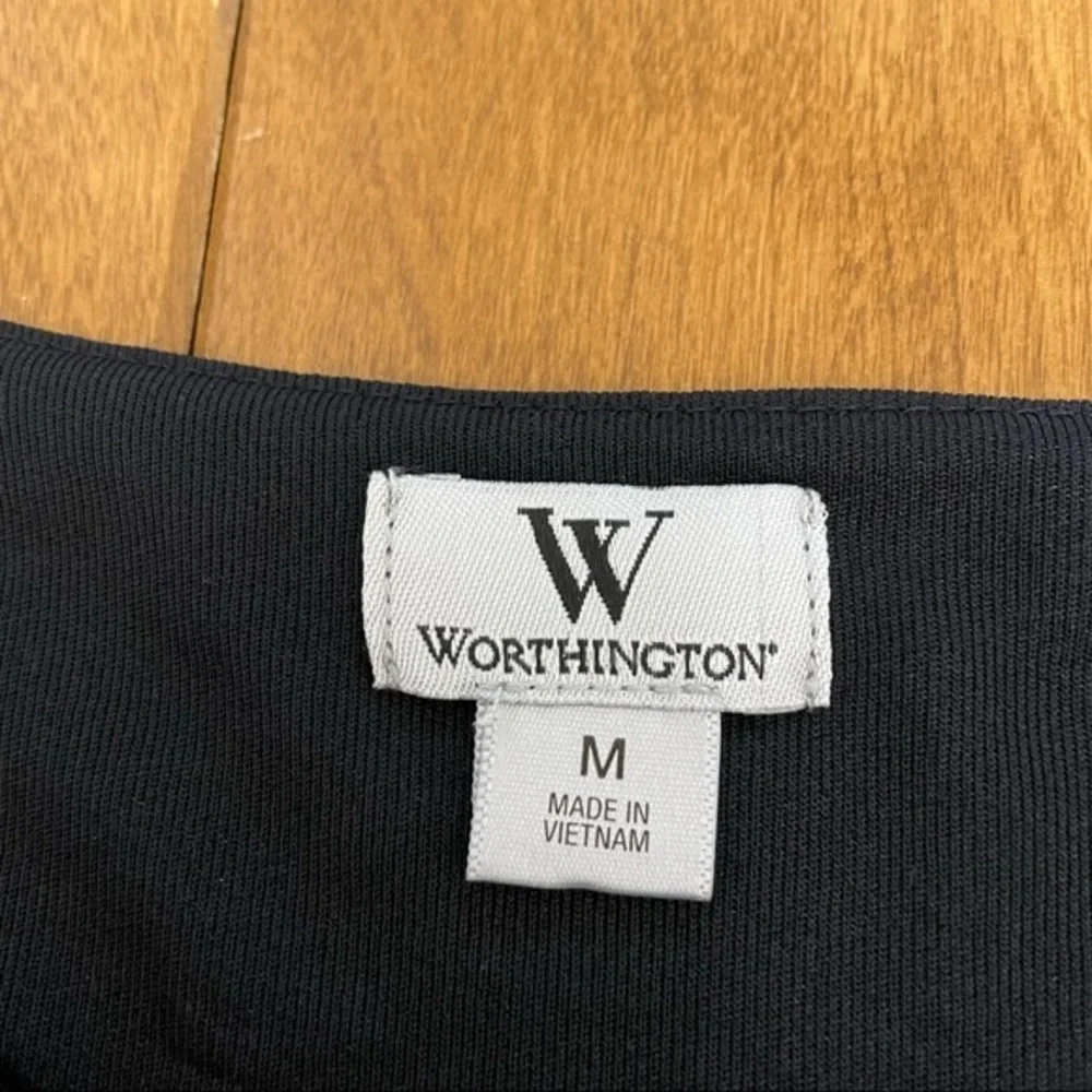 Worthington Women’s Black Semi‎ Sheer Ruffle Scoop Neck Sleeveless Blouse Top M